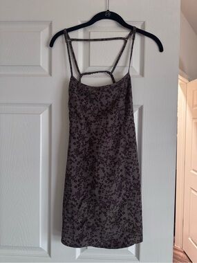 Women's Brown Floral Strappy Slip Dress